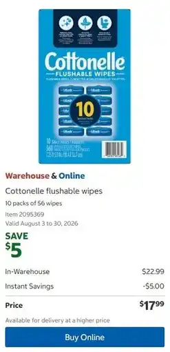 Costco Cottonelle flushable wipes offer