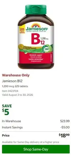 Costco Jamieson B12 offer