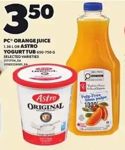 Loblaws Pc orange juice offer