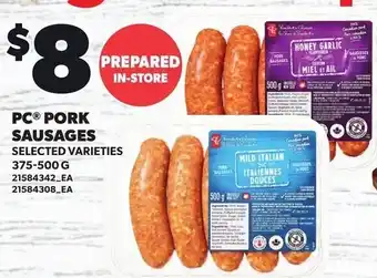 Loblaws Pc pork sausages offer