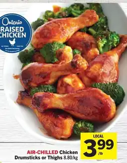 Foodland Air-chilled chicken drumsticks or thighs offer