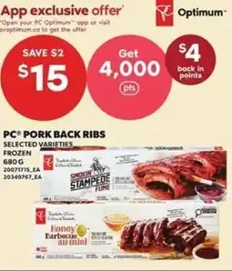Loblaws Pc pork back ribs offer