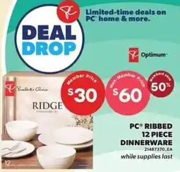 Loblaws Pc ribbed 12 piece dinnerware offer
