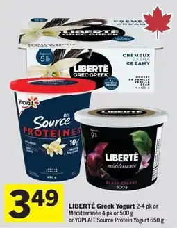 Foodland Liberté greek yogurt or méditerranée or yoplait source protein yogurt offer