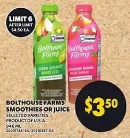 Loblaws Bolthouse farms smoothies or juice offer
