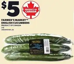 Loblaws Farmer's market english cucumbers offer
