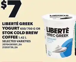 Loblaws Liberté greek yogurt stok cold brew coffee offer
