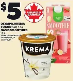 Loblaws Olympic krema yogurt oasis smoothies offer