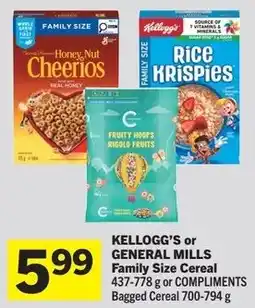 Foodland Kellogg's or general mills family size cereal or compliments bagged cereal offer