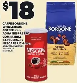 Loblaws Caffe borbone whole bean coffee agga nespresso offer