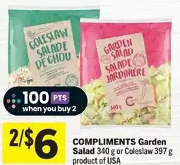 Foodland Compliments garden salad or coleslaw offer