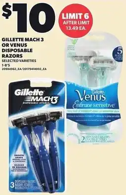 Loblaws Gillette mach 3 or venus disposable razors offer