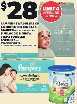 Loblaws Pampers swaddlers or amore super big offer