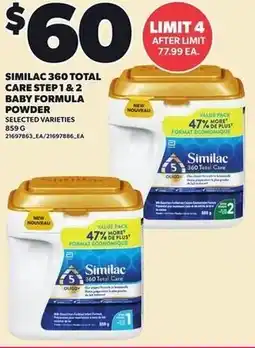 Loblaws Similac 360 total care step 1&2 baby formula powder offer