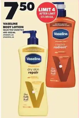 Loblaws Vaseline body lotion offer