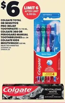 Loblaws Colgate total or sensitive pro-relief toothpaste offer