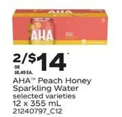 Loblaws AHA Peach Honey Sparkling Water offer