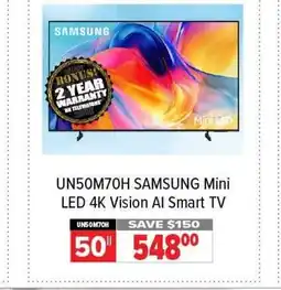 2001 Audio Video SAMSUNG UN50M70H Mini LED 4K Vision Al Smart TV offer