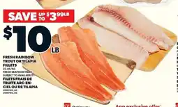 Loblaws Fresh rainbow trout or tilapia fillets offer