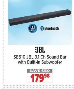 2001 Audio Video JBL SB510 3.1 Ch Sound Bar with Built-in Subwoofer offer