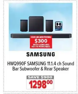 2001 Audio Video SAMSUNG HWQ990F 11.1.4 ch Sound Bar Subwoofer & Rear Speaker offer