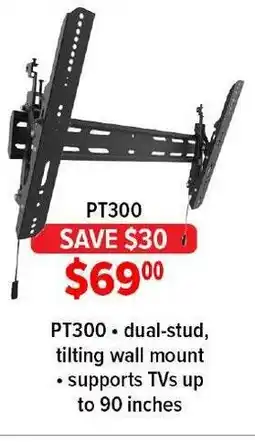 2001 Audio Video PT300 dual-stud, tilting wall mount supports TVs up to 90 inches offer