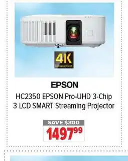 2001 Audio Video EPSON HC2350 Pro-UHD 3-Chip 3 LCD SMART Streaming Projector offer