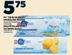 Loblaws Pc or blue menu sparkling water selected varieties offer