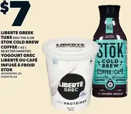 Loblaws Liberte greek tubs stok cold brew coffee offer