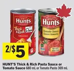Foodland Hunt's thick & rich pasta sauce or tomato sauce or tomato paste offer