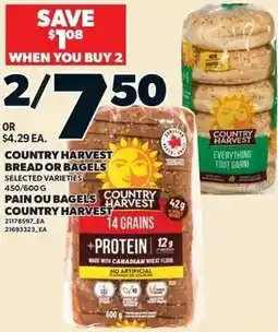 Loblaws Country harvest bread or bagels offer