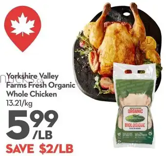 Longo's Yorkshire Valley Farms Fresh Organic Whole Chicken offer