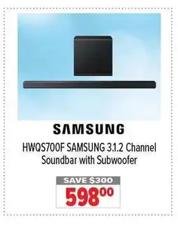 2001 Audio Video SAMSUNG HWQS700F 3.1.2 Channel Soundbar with Subwoofer offer