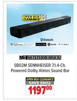 2001 Audio Video SENNHEISER SB02M 7.1.4-Ch. Powered Dolby Atmos Sound Bar offer