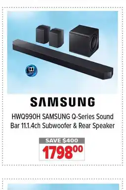 2001 Audio Video SAMSUNG HWQ990H Q-Series Sound Bar 11.1.4ch Subwoofer & Rear Speaker offer