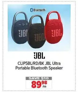 2001 Audio Video JBL CLIP5BL/RD/BK Ultra Portable Bluetooth Speaker offer