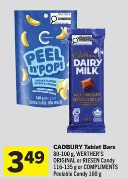 Foodland Cadbury tablet bars, werther's original or riesen candy or compliments peelable candy offer
