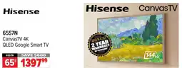 2001 Audio Video HISENSE 65S7N CanvasTV 4K QLED Google Smart TV offer
