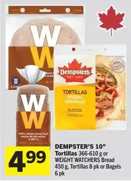 Foodland Dempster's 10" tortillas or weight watchers bread offer