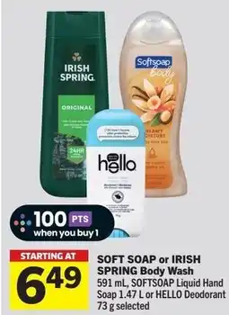 Foodland Soft soap or irish spring body wash offer