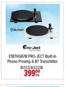 2001 Audio Video PRO-JECT E1BTHGB/W Built-in Phono Preamp & BT Transmitter offer