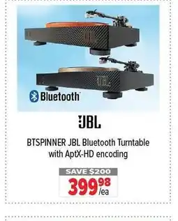 2001 Audio Video JBL BTSPINNER Bluetooth Turntable with AptX-HD encoding offer