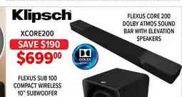 2001 Audio Video KLIPSCH flexus core 200 dolby atmos sound bar with elevation speakers offer