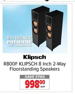 2001 Audio Video KLIPSCH R800F 8 Inch 2-Way Floorstanding Speakers offer