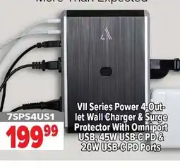 2001 Audio Video VII Series Power 4-Out- let Wall Charger & Surge Protector With Omniport USB, 45W USB-C PD& 20W USB-C PD Ports offer
