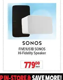 2001 Audio Video SONOS FIVE1US1B SONOS Hi-Fidelity Speaker offer