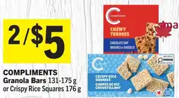 Foodland Compliments granola bars or crispy rice squares offer
