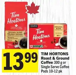 Foodland Tim hortons roast & ground coffee or single serve coffee pods offer