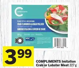 Foodland Compliments imitation crab or lobster meat offer