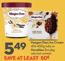 Longo's Haagen Dazs Ice Cream tubs or Novelties offer